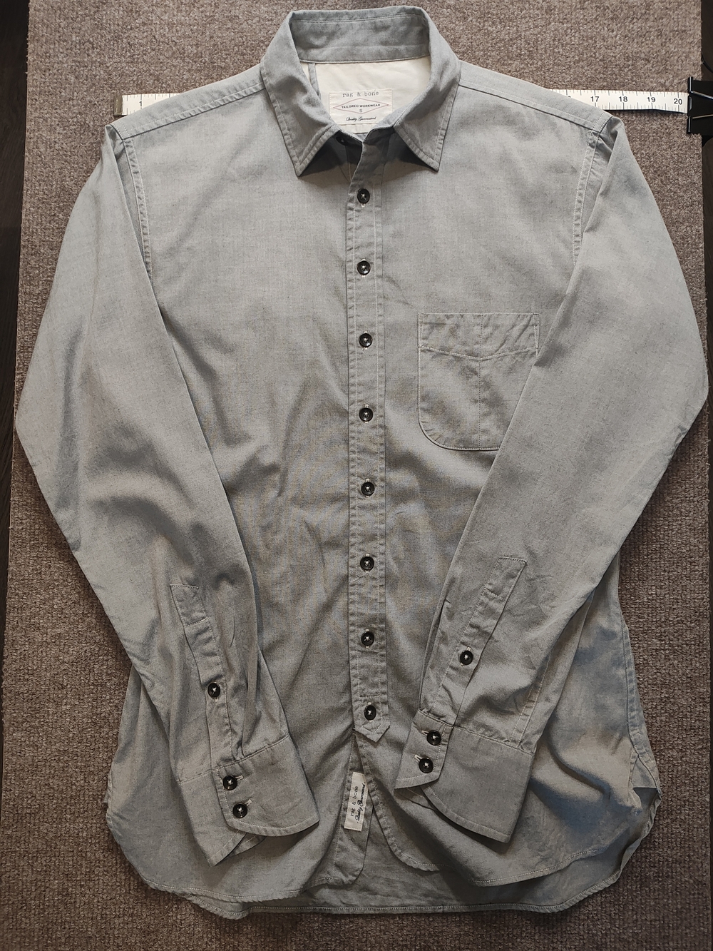 Size S / rag & bone Men's Light Gray Button-Up Shirt